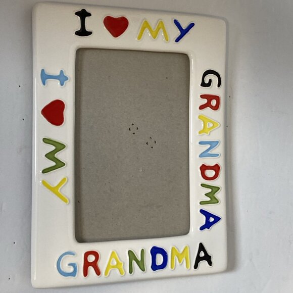 Vtg I Love My Grandma Ceramic Picture Frame Colorful Lettering Holds 4x6 Photo - Picture 5 of 9